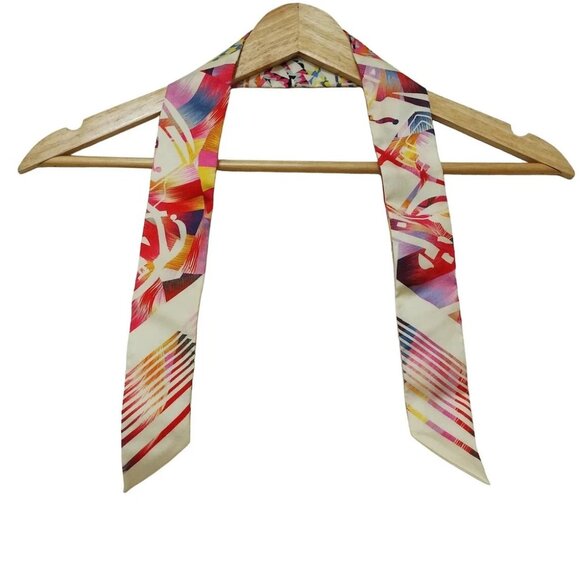 Auth HERMES Twilly - Cream Light Purple Multi Scarf - Picture 1 of 7